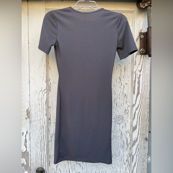 BooHoo Bodycon T-Shirt Dress Women's Size 6 Grey Basic Rib Crew Neck Dress New - Picture 10 of 14